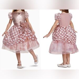 Disney Minnie Mouse Dress Girls Halloween Costume Rose Gold (Size: 5/6)